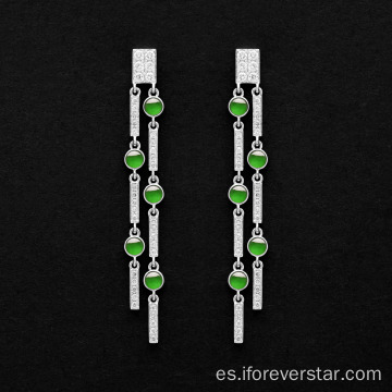 Bonito color verde helado Jadeite Drops Pendientes Joyas